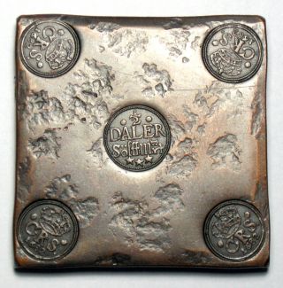Sweden 1/2 Daler S.  M.  Plate Coin 1682 Km Pm15 Modern Fascimile 70x70mm photo