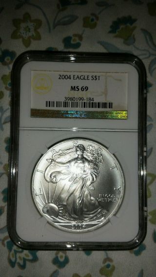 NGC MS69 2002 American Silver Eagle 1 oz .999 Fine Silver Dollar