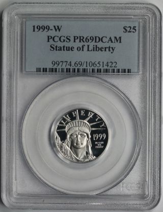1999 - W Statue Of Liberty Quarter - Ounce Platinum Eagle $25 Pr 69 Dcam Pcgs 1/4 Oz photo