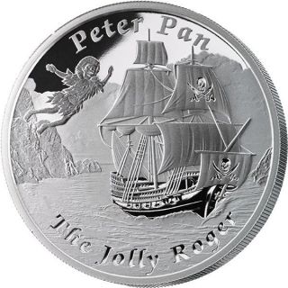 Tuvalu 2014 1$ Famous Ships That Never Sailed - The Jolly Roger (peter Pan) Coin photo