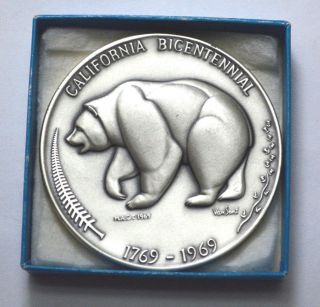 1969 California Bicentenial/golden Land 4.  53oz.  999 Pure Silver Bear Coin,  Box&coa photo