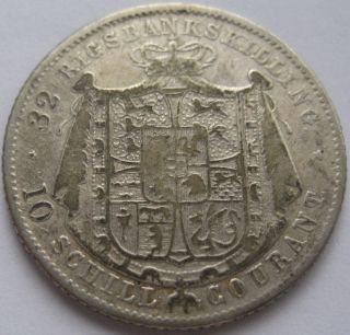 Denmark Christian Viii 10 Schilling Courant 1842 Silver Coin photo