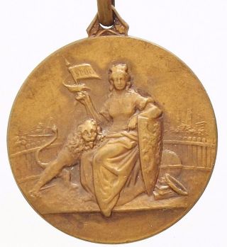 Antique Bronze Art Medal Glorious Fighters Gand 1914 - 1918 photo