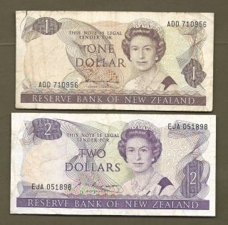 Zealand Qeii $1 & $2 1 - 0956 photo