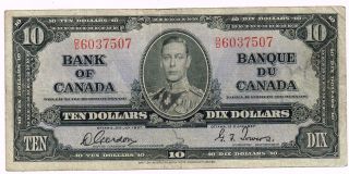 1937 Canada 10 Dollars Note ' Gordon/towers ' photo