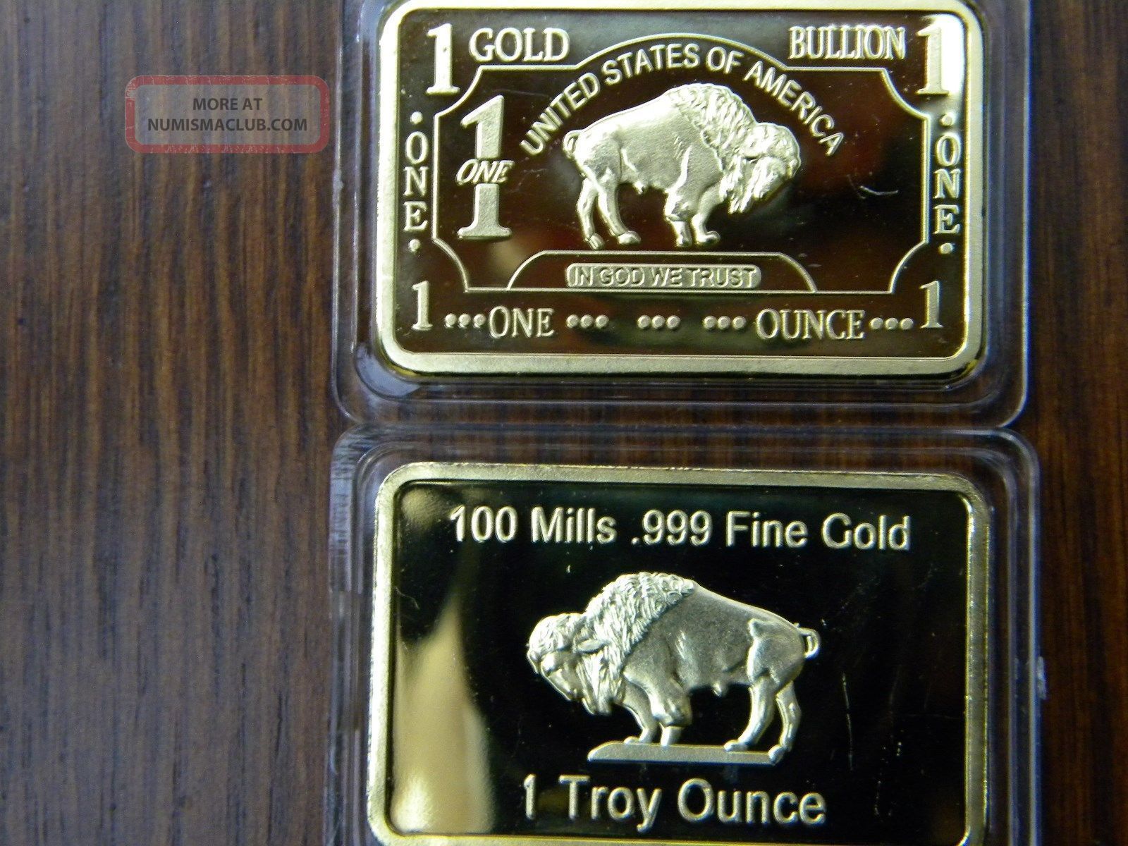 1 Oz Gold Buffalo Bar 100 Mills Clad.  999 24k Fine Bullion Bars & Rounds photo