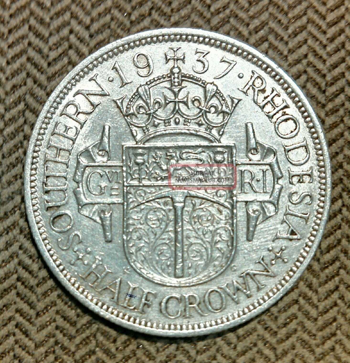 Southern Rhodesia 1/2 Crown 1937 1, 174, 000 Minted Km - 13 Au
