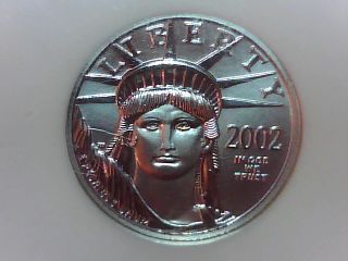 2002 1/4 Oz Platinum American Eagle Ms - 69 Ngc $25 photo