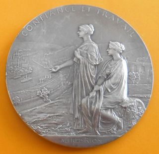 France - 1900 - Bank Of France - Large Silver Medal By Roty Rare photo