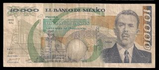1988 10,  000 Mexican Pesos Money Bill 10000 Peso Note Billete De Dinero De Mexico photo