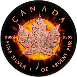 Canada 2016 5$ Maple Leaf Eclipse Of The Sun 1oz Bu Silver Coin photo