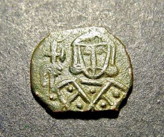 Michael I W/ Son & Christian Crosses,  Syracuse,  Sicily,  813 Ad,  Byzantine Coin photo