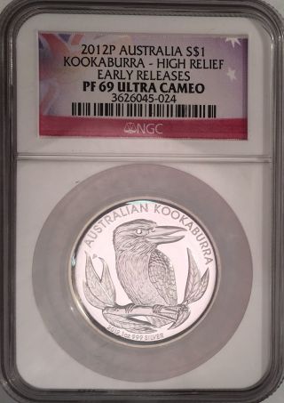 2012 - P Australian Silver Kookaburra Dollar Ngc Pf69 Ultra Cameo Great Gem 4300 photo
