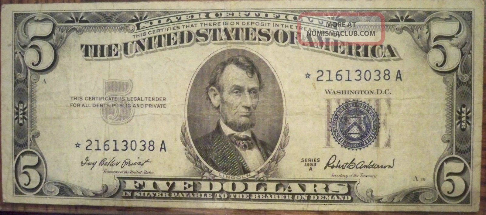 1953a Five Dollar Star Silver Certificate Small Size Notes photo