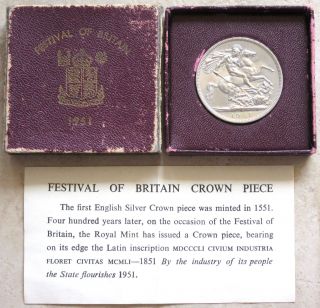 Great Britain 1951 Crown,  Festival Of Britain,  Unc & Certificate photo