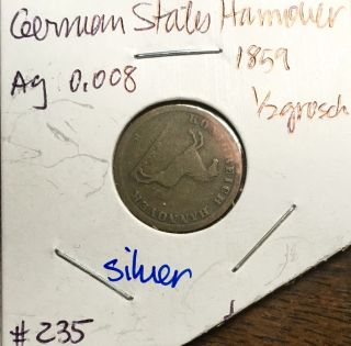 German States Hanover 1859 Silver 1/2 Groschen Rare photo
