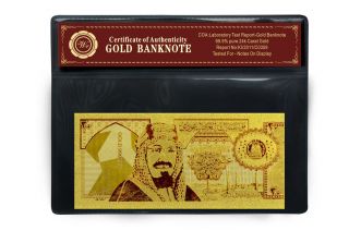 Saudi Arabia 20 Riyals Banknote Plated 99.  9 24k Gold Foil Uncirculated With photo
