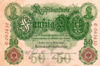 Xxx - Rare German 50 Mark Empire Banknote From 1906 Very Good Cond. photo