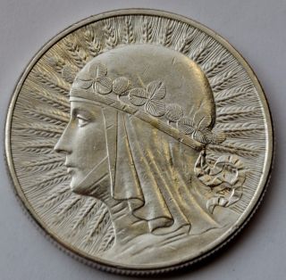 10 Zlotych Silver Coin,  Queen Jadwiga 1932 London No Mark photo