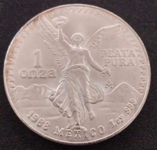 1988 Mexican Libertad 1 Oz Silver Coin photo