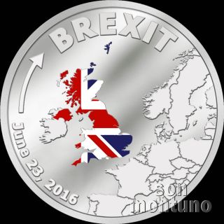 Brexit Coin - One Dollar Silver Proof - June 23 2016 - Cook Islands photo