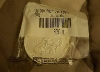 2003 $1 Silver American Eagle Dollar 1oz.  Fine Silver Uncirculated Bag photo
