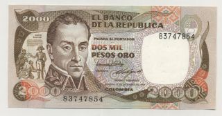 Colombia 2000 Pesos 17 - 12 - 1985 Pick 430.  C Unc Uncirculated Banknote photo