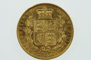 1884 Melbourne Gold Sovereign Shield Reverse In Almost Extremely Fine Cond photo