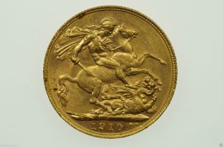 1910 Perth Gold Full Sovereign In Almost Extremely Fine photo