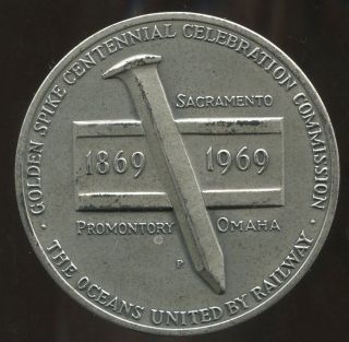 1969 - P Golden Spike Centennial Silver Medal Us Issued 2.  5 
