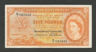 Bermuda - £5 1966 Qeii P21d Choice Vf - Ef (world Paper Money) photo
