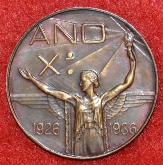 Art Nouveau / Rare Bronze Medal / Mocidade Portuguesa photo