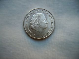 1964 Netherlands Antilles 1 Gulden 72 Silver Coin photo
