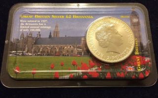 2000 Britannia - £2 One Ounce Silver Littleton Coin Low 100,  000 photo