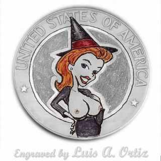 Samantha S748 Ike Hobo Nickel Engraved & Colored Pinup By Luis A Ortiz photo