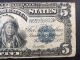 United States 1899 $5 Five Dollar Silver Certificate Indian Chief Large Size Notes photo 9