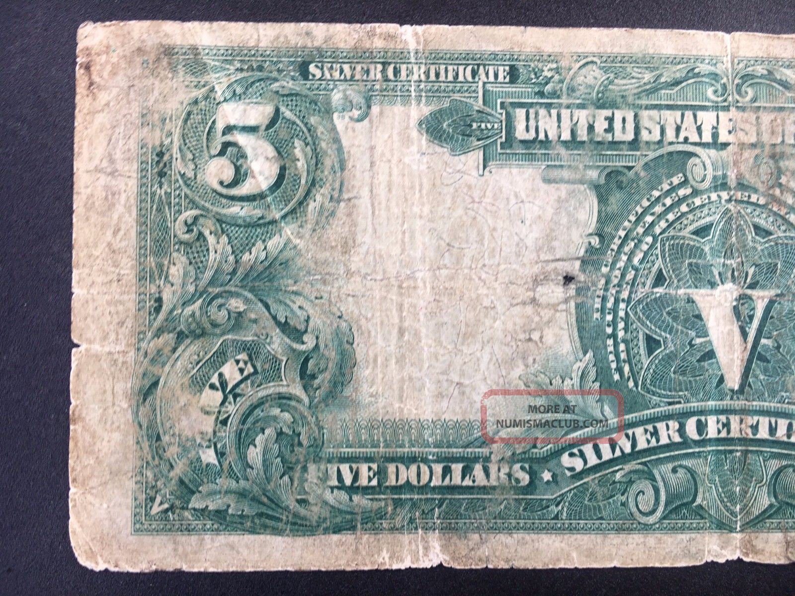 United States 1899 $5 Five Dollar Silver Certificate Indian Chief