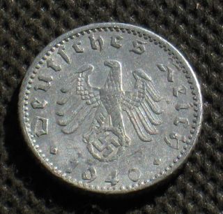 Old Coin Nazi Germany 50 Reichspfennig 1940 Mark A Berlin World War Ii (1) photo