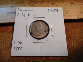 1929 Panama 2 1/2 Cent 1 Year Type Coin - S&h Usa photo