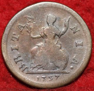1737 Great Britain 1/2 Penny Foreign Coin S/h photo