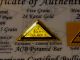 Acb Pure 24k Gold Bullion Minted 5grain Pyramid Bar 99.  99 Fine With Certificate Gold photo 1