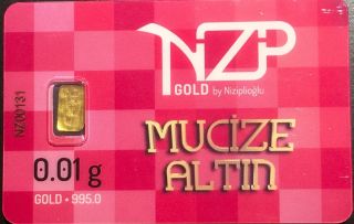 Fine 24k Gold Barter Bar Fractional From Nzp 0.  01g (rare) 1/100th Gram L205 photo