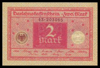 Germany P59 2 Mark 1.  3.  1920 Banknote Unc photo