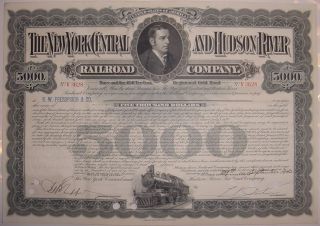 $5,  000 1940 ' S York Central And Hudson River Railroad Bond Stock Certificate photo