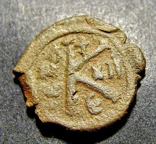 Justin Ii & Sophia Enthroned,  Christian Cross In Thessalonica,  Byzantine Coin photo
