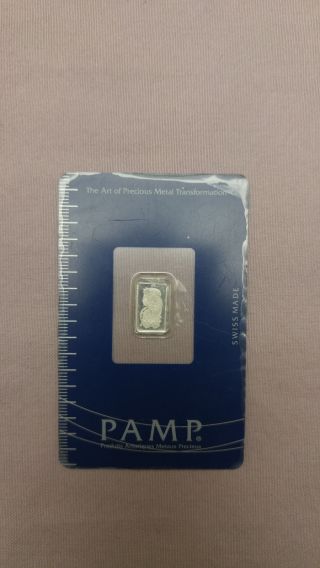 1 Gram Platinum Bar - Pamp Suisse - Fortuna - 999.  5 Fine In Assay photo
