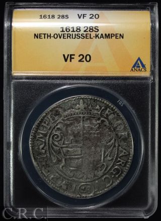 Netherlands,  Kampen 28 Stuber (florin) 1750 Silver Anacs Vf 20 photo