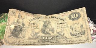 Peru 1879 Banknote $10 photo