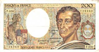 1987 France 200 Francs Note. photo