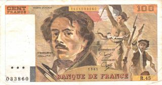 1981 France 100 Francs Note. photo